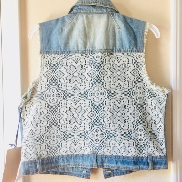 Denim vest with lace back detail - Picture 3 of 9
